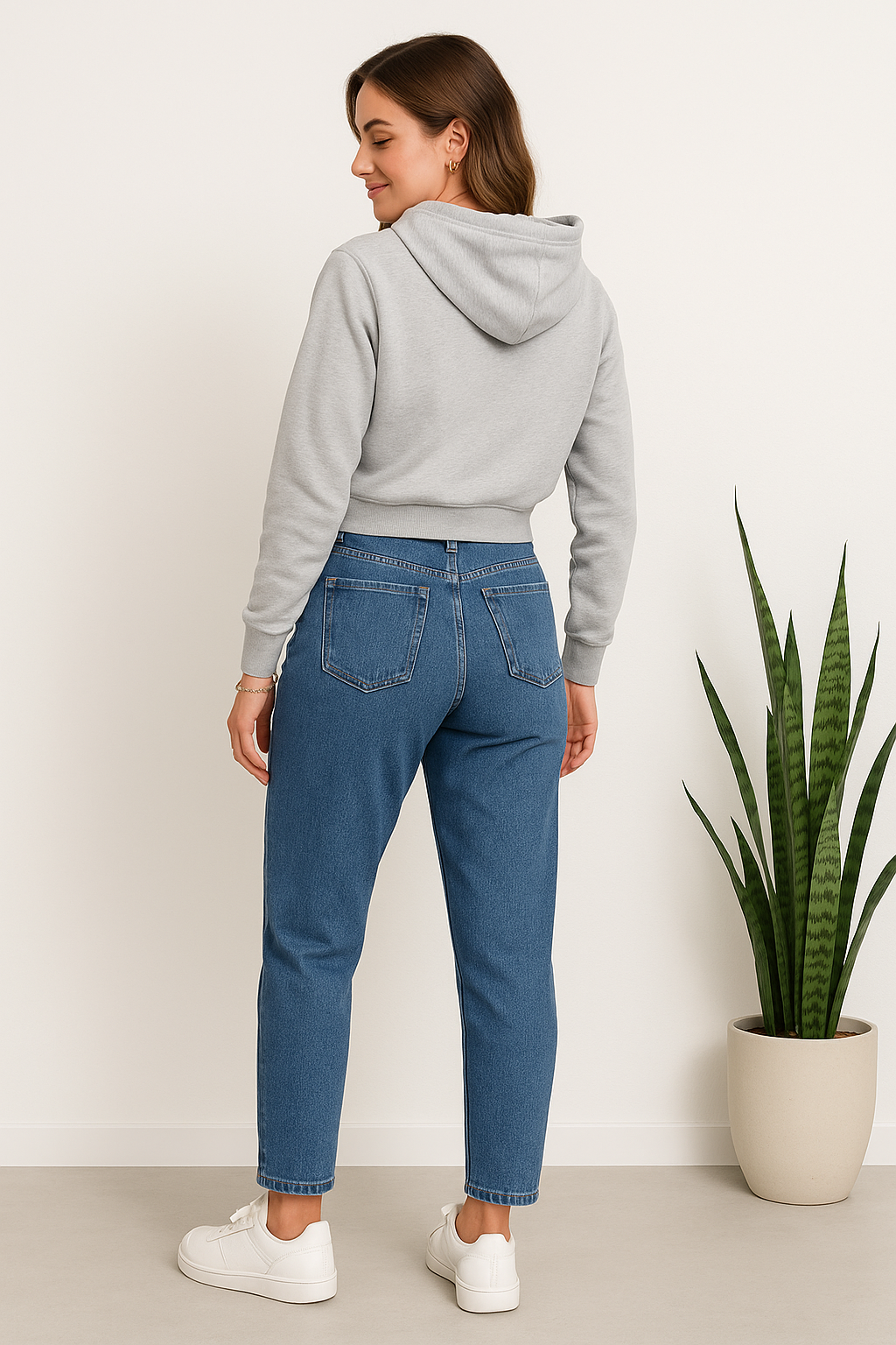 Mom Fit Stone Wash Medium Blue