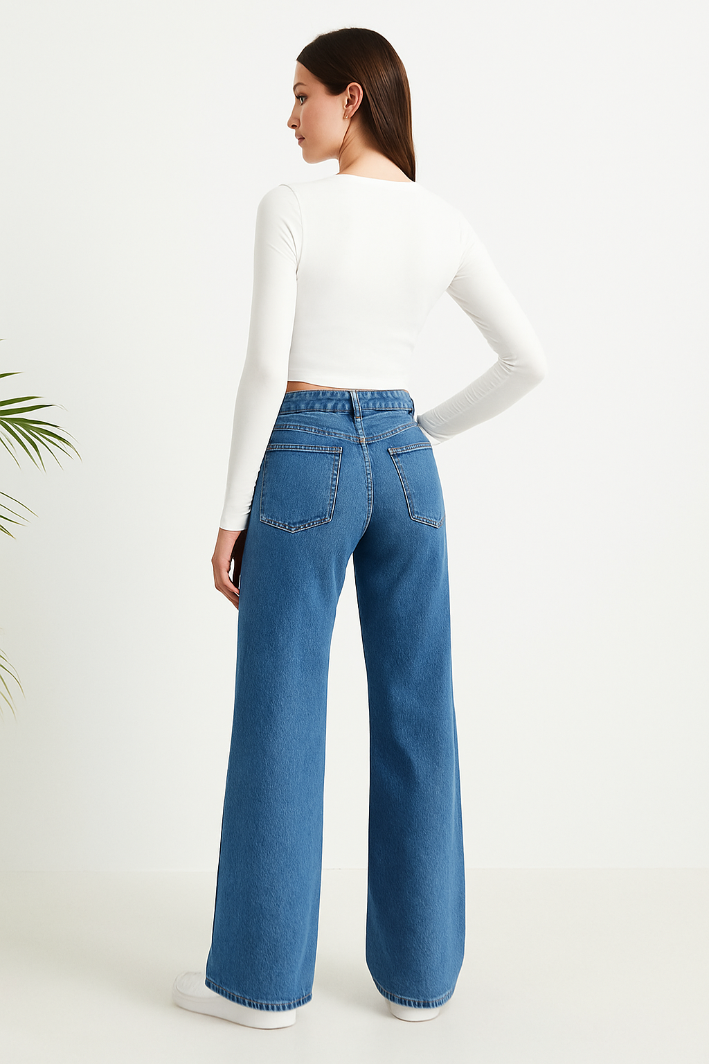 Wide Leg Stone Wash Blue
