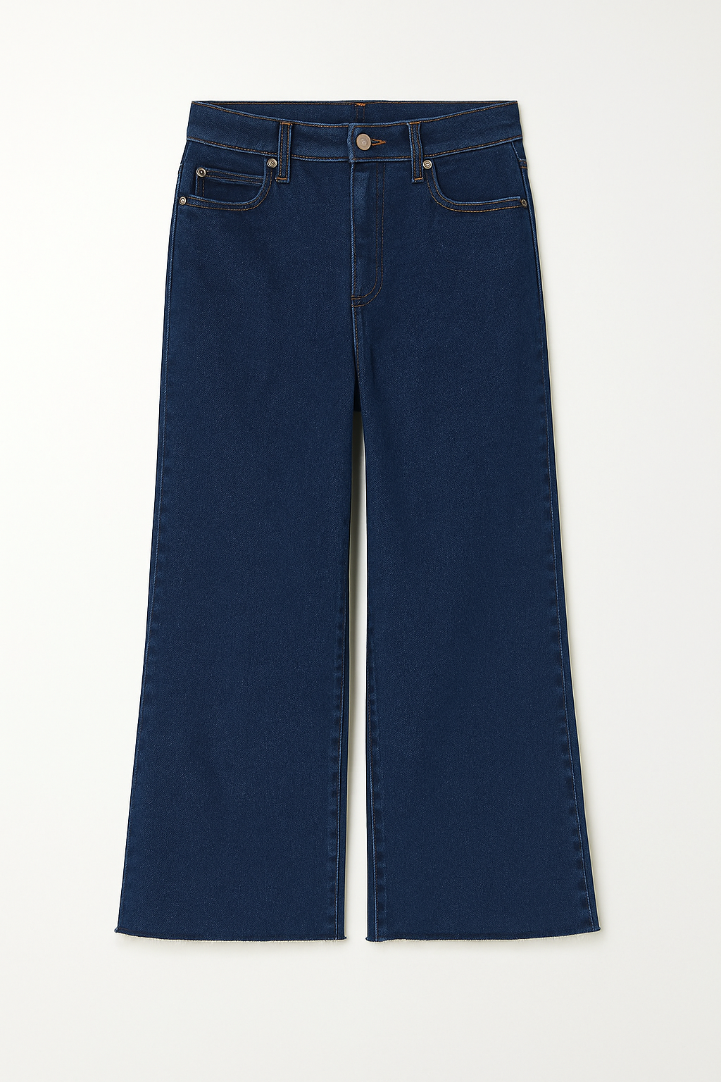 Wide Leg Cropped Hem Dark Blue