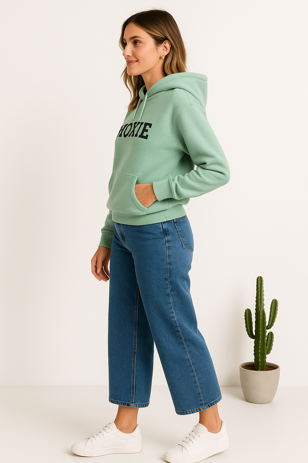 Wide Leg Medium Blue Cropped