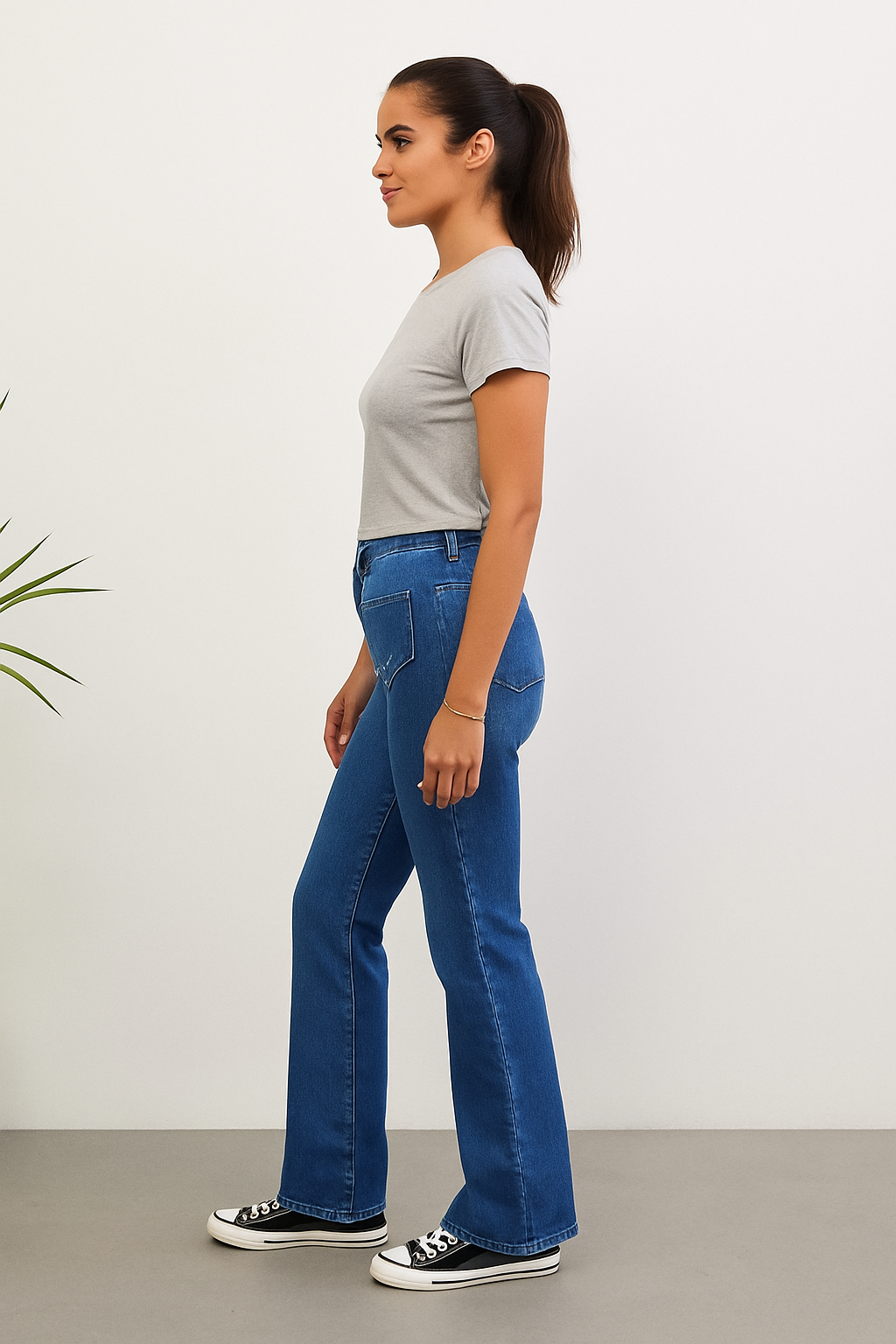 Boot Cut Patch Pocket Medium Blue