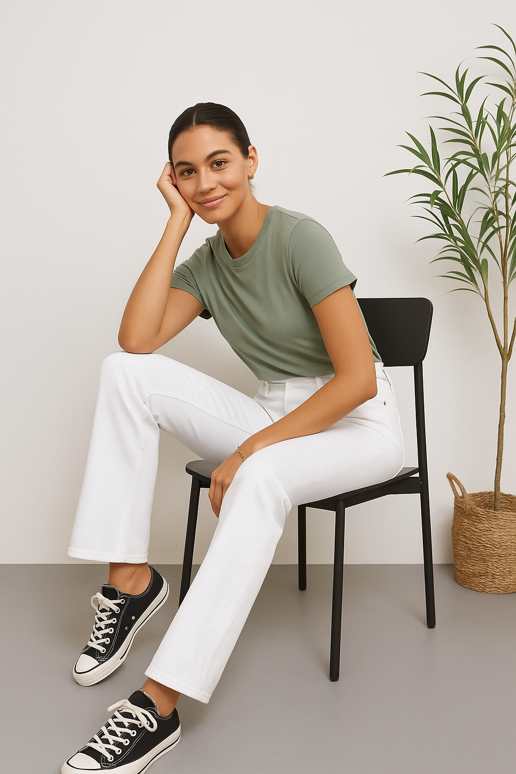 Boot Cut Patch Pocket White