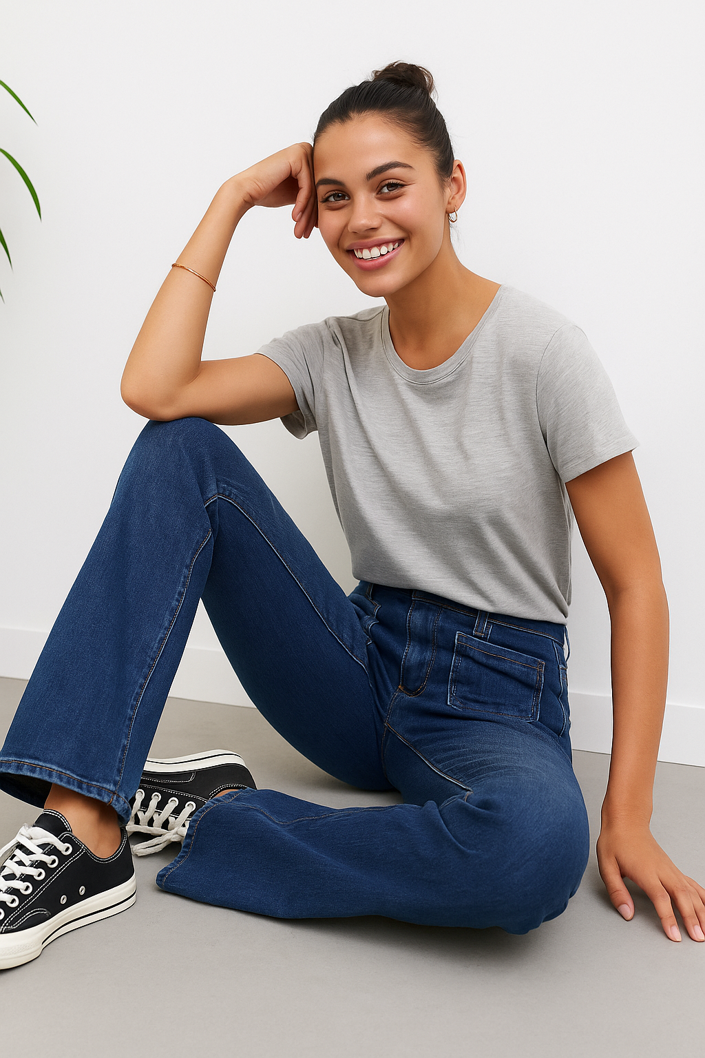 Boot Cut Patch Pocket Medium Blue