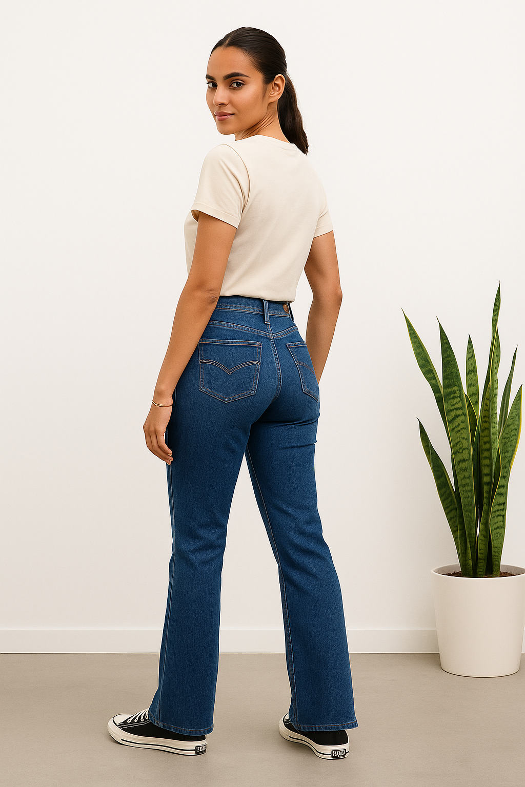 Boot Cut Patch Pocket Medium Blue