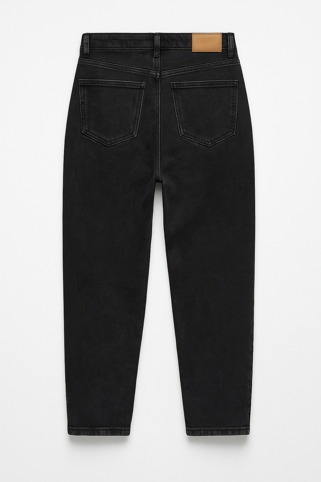 Mom Fit Stone Wash Black Cropped