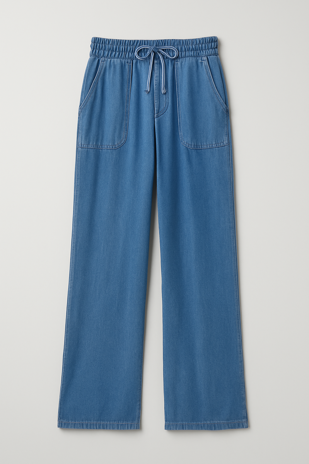 Wide leg Medium Blue Elastic Waistband