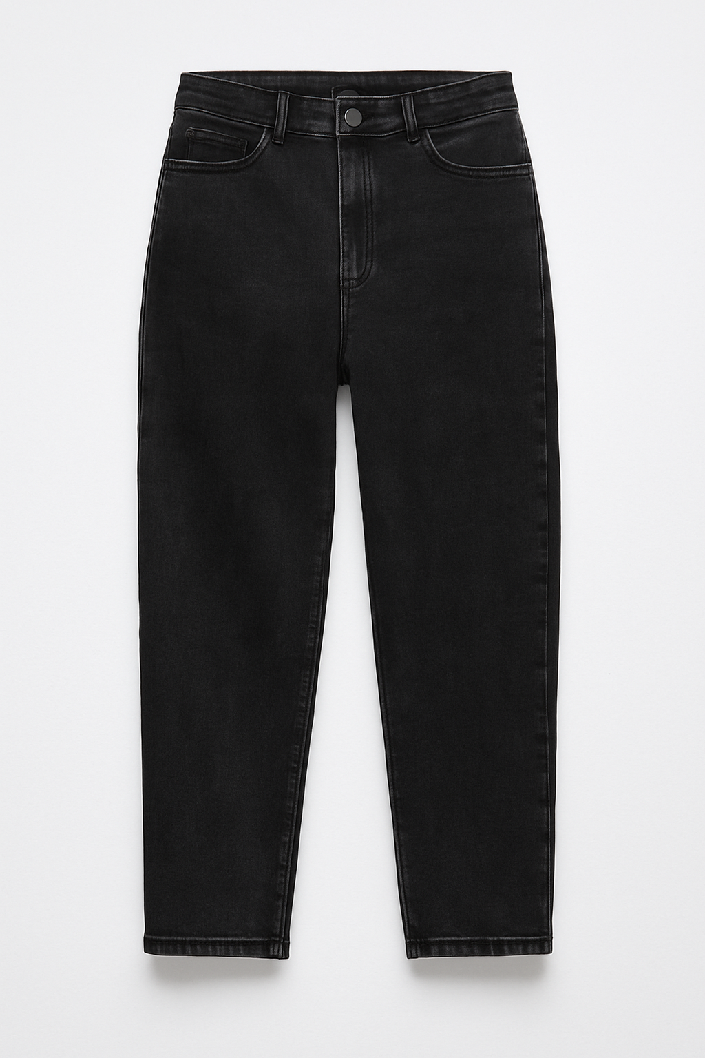 Mom Fit Stone Wash Black Cropped