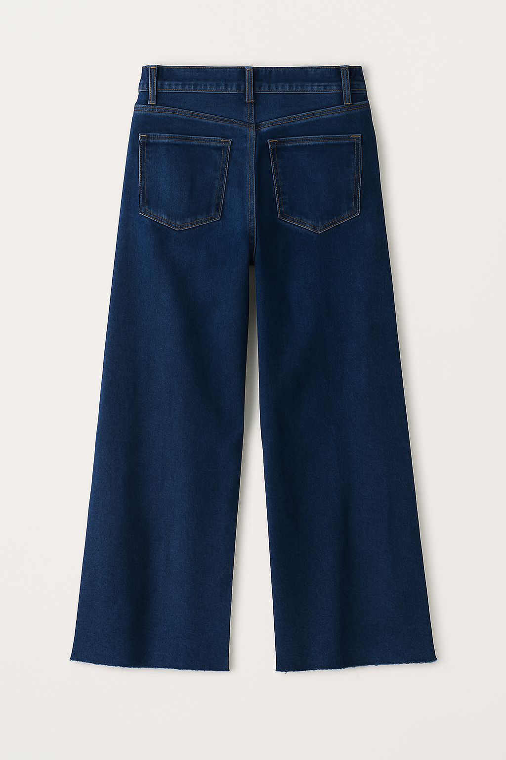 Wide Leg Cropped Hem Dark Blue